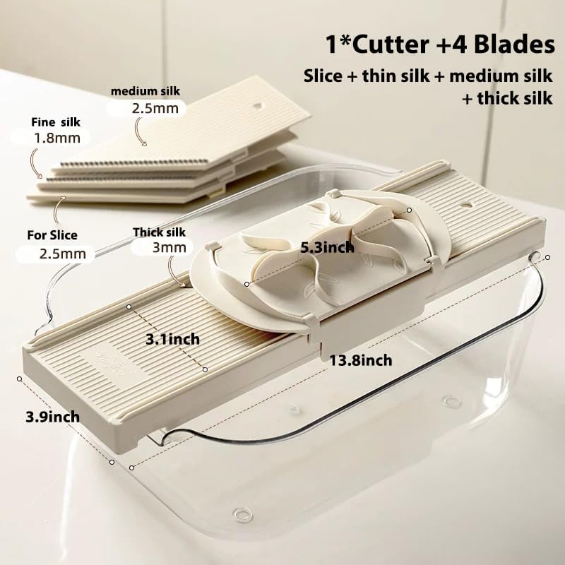 🎉4-in-1 Vegetable Slicer & Grater🥗  Dual-Guard Hand Protector with 4 Sharp Blade🔪
