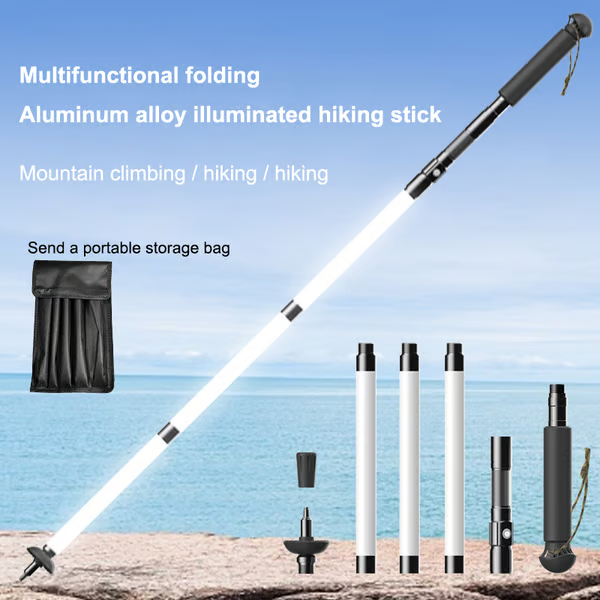 Luminous Tactical Trekking Poles – LED Lightweight Foldable Hiking Sticks