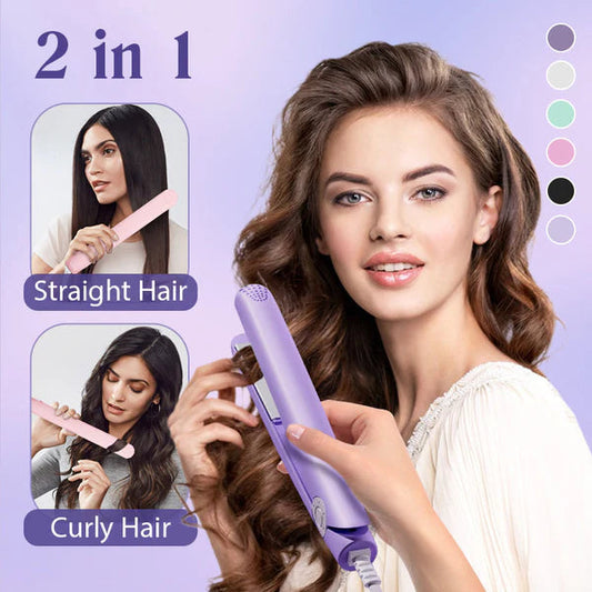 🎁Hot Sale⏳2-in-1 Mini Curling Wand & Flat Iron Hair Straightener