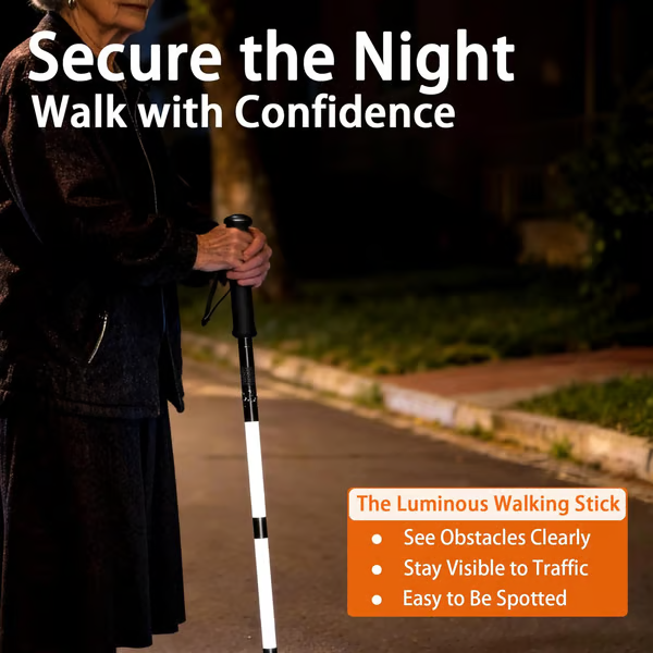 Luminous Tactical Trekking Poles – LED Lightweight Foldable Hiking Sticks