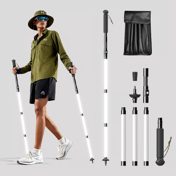 Luminous Tactical Trekking Poles – LED Lightweight Foldable Hiking Sticks