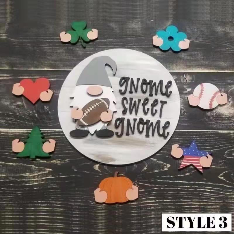 🎄Interchangeable Wooden Gnome Welcome Sign🎈