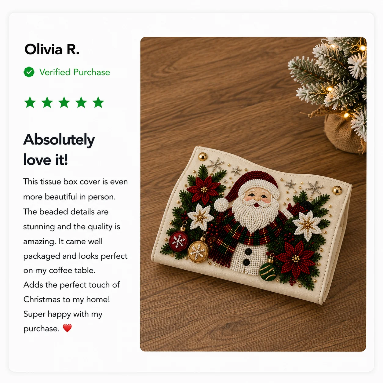 Christmas Elegance – Decorative Beaded Tissue Box Cover