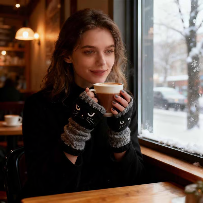 🎁Last Day Promotion 49% OFF🐱 Cute Women’s Knitted Cat Gloves — For Warm Hands & Free Fingers🧶