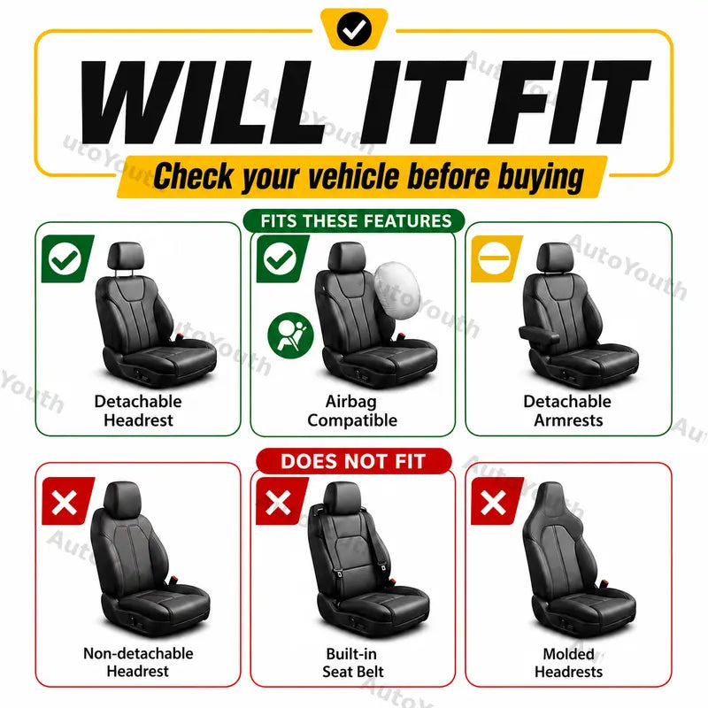 Car Seat Covers for 5 Seats Universal, Fabric Breathable Car Front & Rear Seat Protectors, Airbag Compatible, Full Protection, Fits Most Cars Trucks Vans SUVs, Red Gray Black Blue Seat Covers, Car Decor Gift, Truck Accessories, Car Interior Accessori