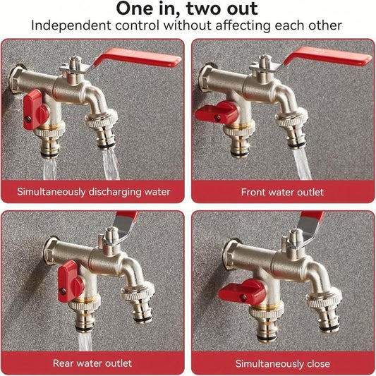 🔥Last Day 50% OFF🔥Buy 2 Save 5% & Free Shipping🔥WRAS Approved Double Outlet Outdoor Tap | Built-In Non-Return Valve & Freeze-Resistant Brass (UKCA/CE)