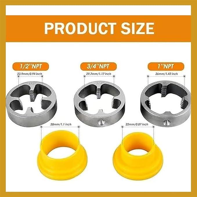 🔩✨Electric Drill Compatible PVC Pipe Threader Kit with Various Die Sizes🔥