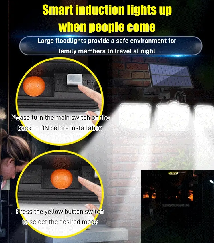 🎁Hot Sale 50% OFF🔥Solar Outdoor Lights 138LED Security Lights,3 Heads Dimmable SpotLights with 3 Modes,IP65 Waterproof