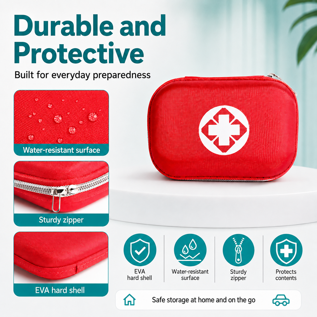 First Aid Kit: Portable Home Emergency Kit—Complete with Accessories | 26-Piece Set