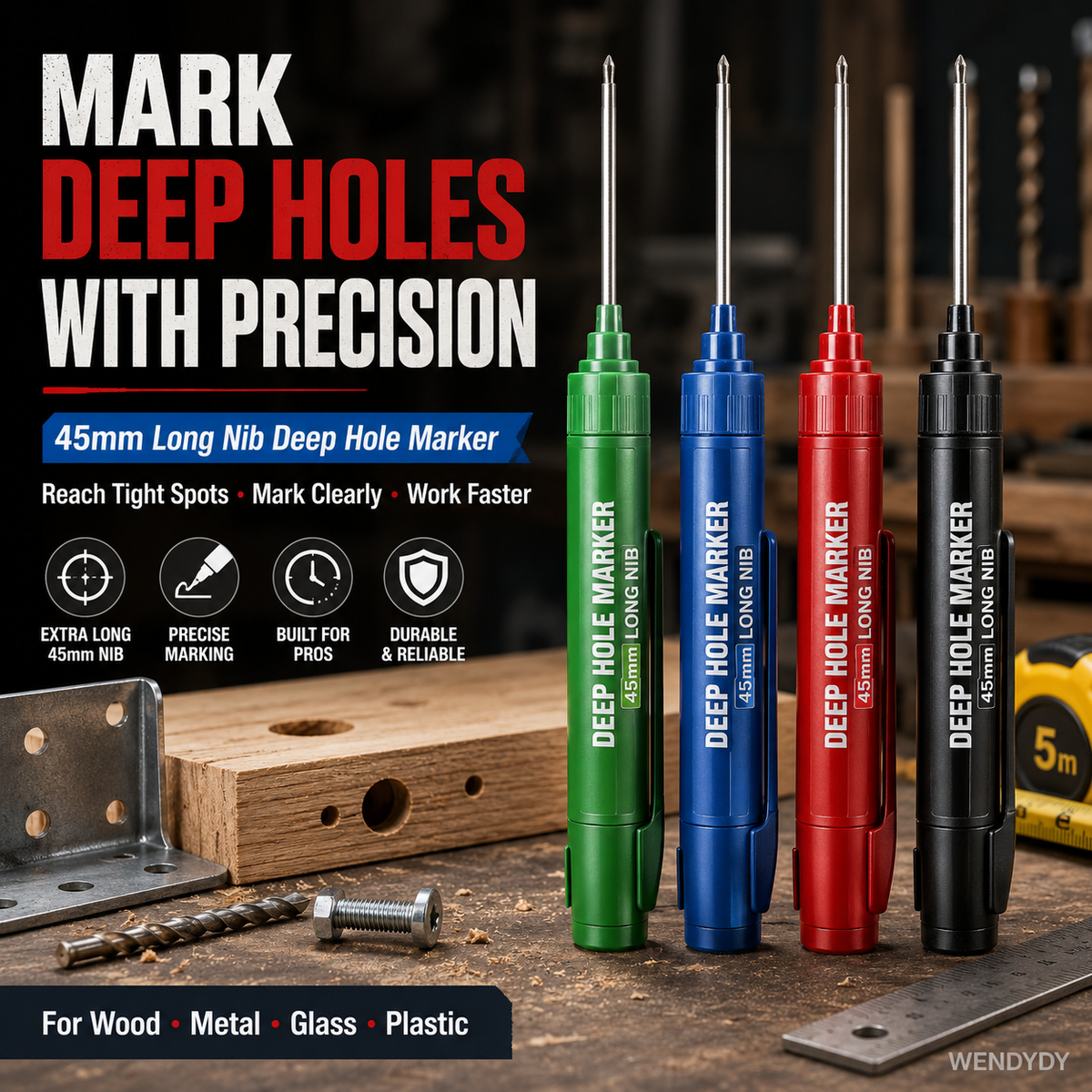 ⏰Deep Hole Marker with 45mm Long Nib