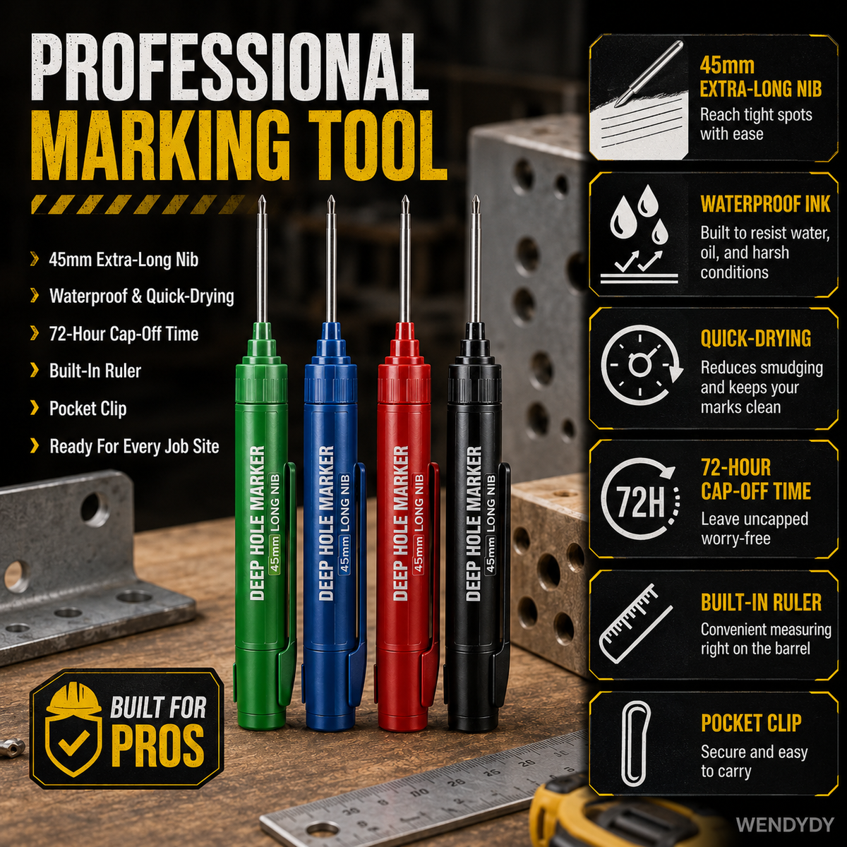 ⏰Deep Hole Marker with 45mm Long Nib