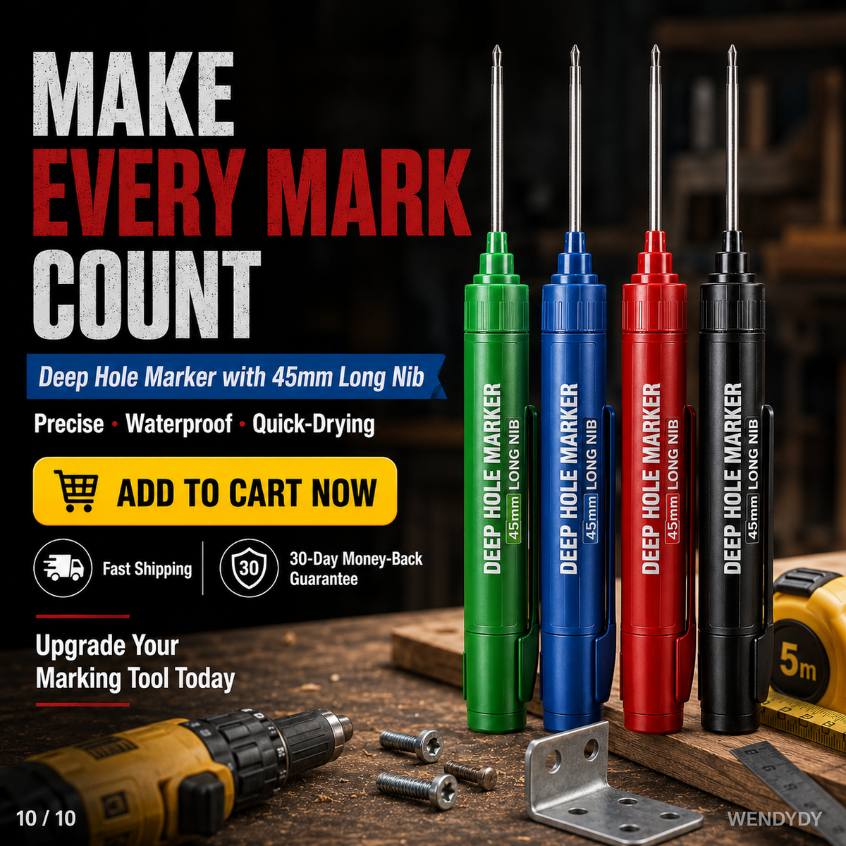 ⏰Deep Hole Marker with 45mm Long Nib