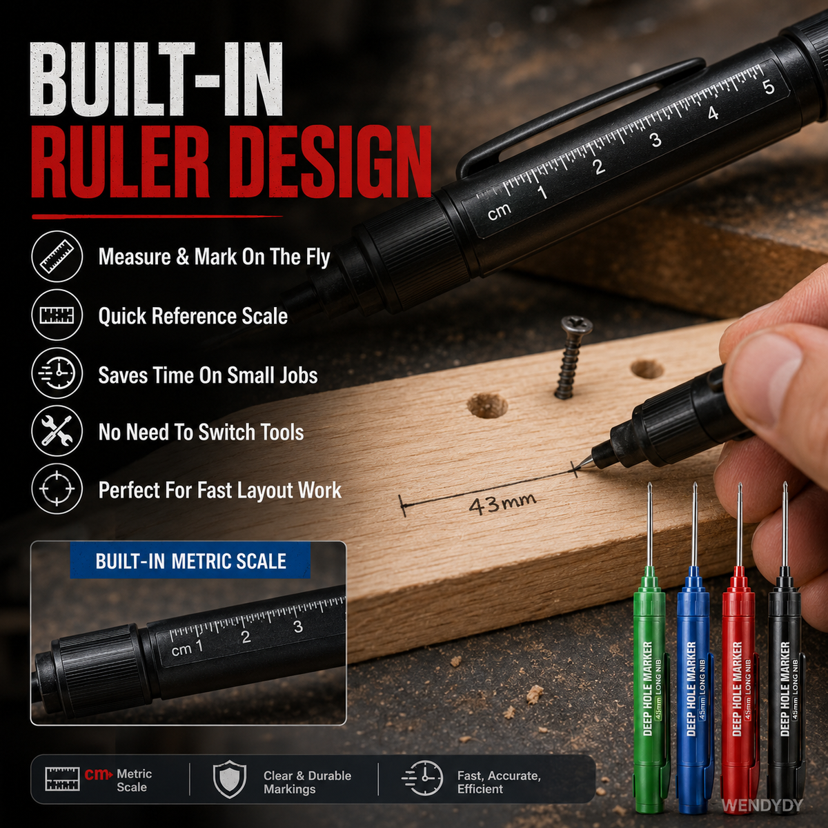 ⏰Deep Hole Marker with 45mm Long Nib