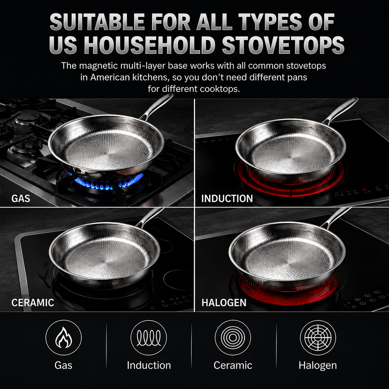 Hand-hammered, uncoated non-stick frying pan 🍳 [Scratch-resistant] Steel wool resistant. Metal spatula resistant.