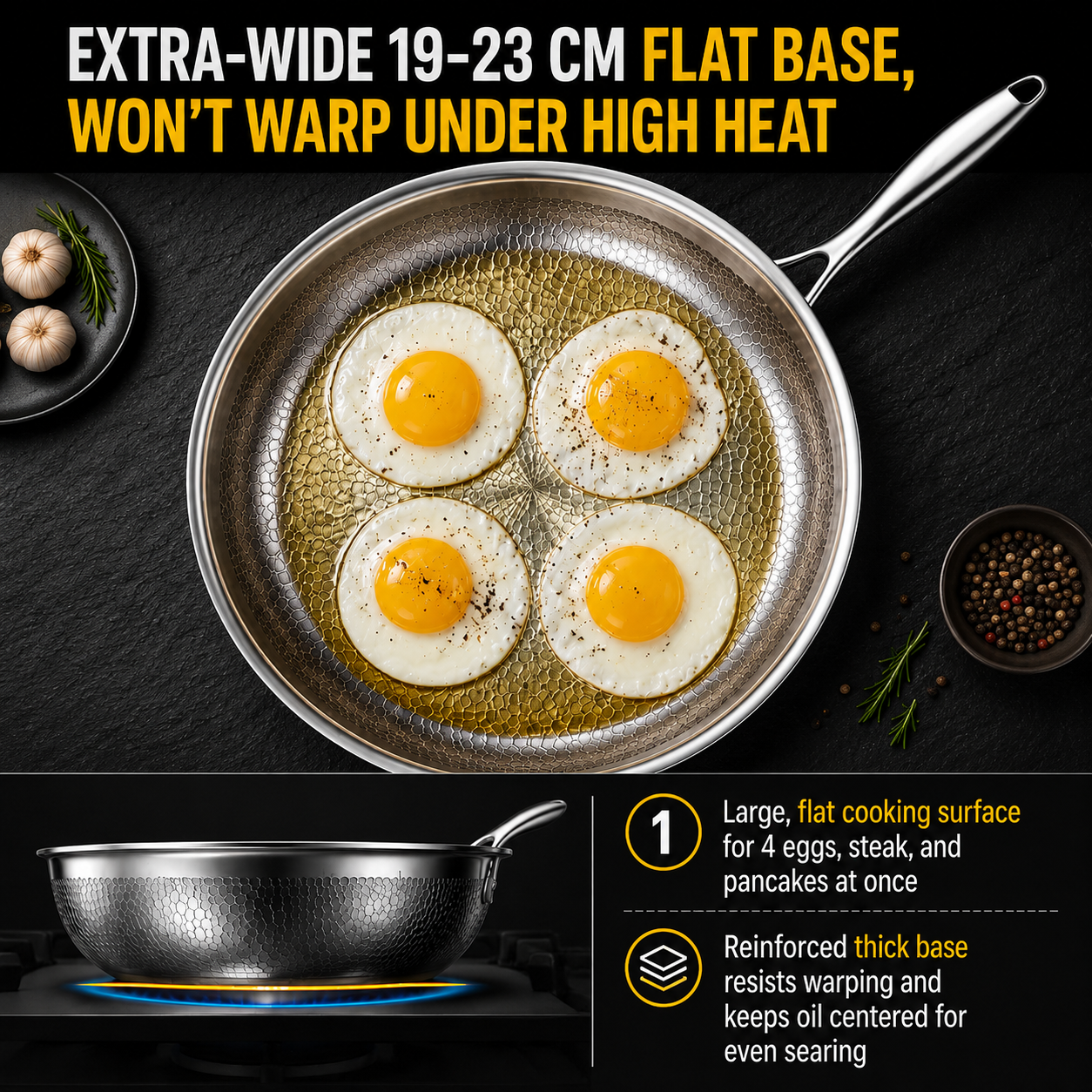 Hand-hammered, uncoated non-stick frying pan 🍳 [Scratch-resistant] Steel wool resistant. Metal spatula resistant.