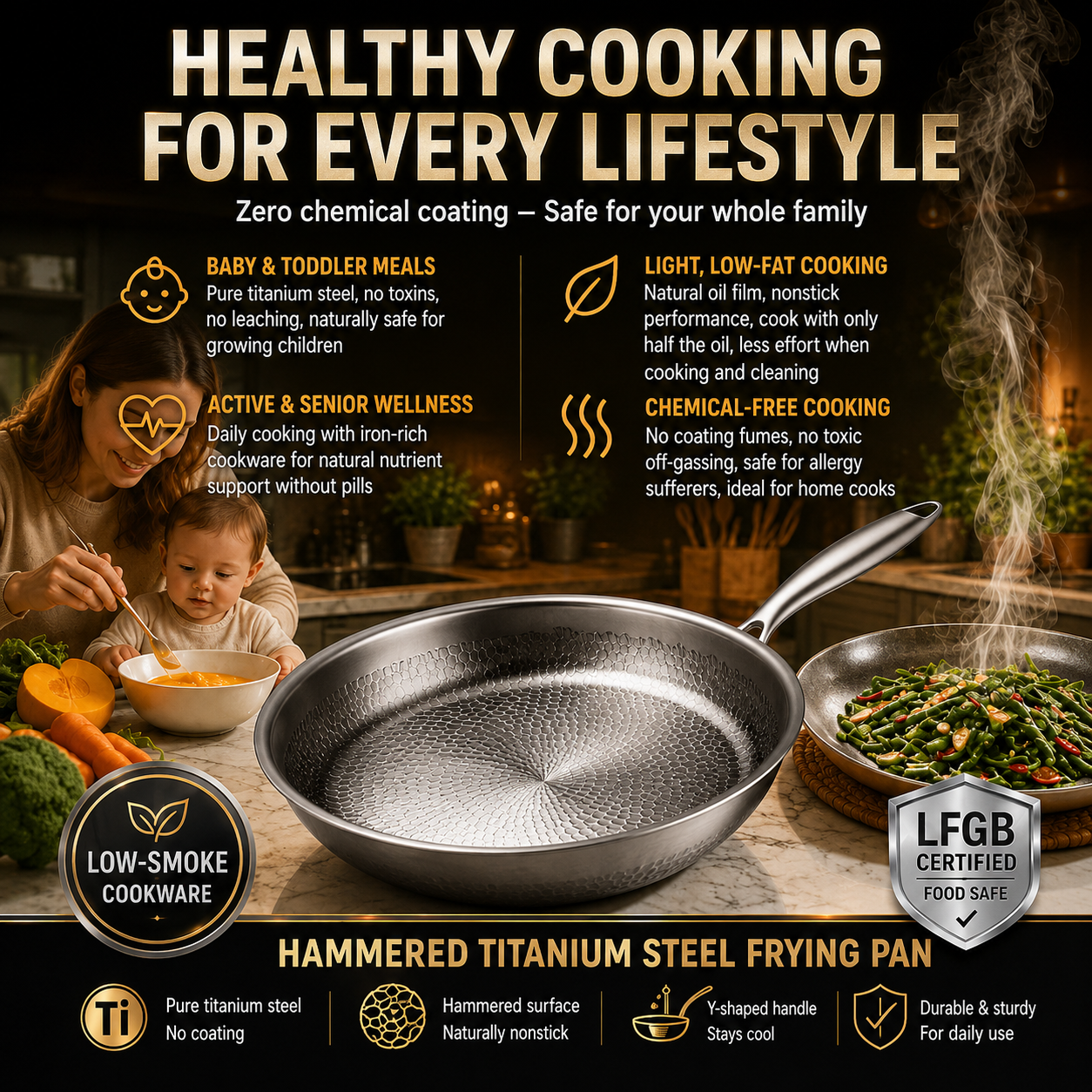 Hand-hammered, uncoated non-stick frying pan 🍳 [Scratch-resistant] Steel wool resistant. Metal spatula resistant.