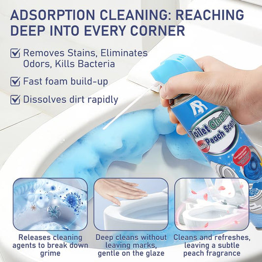 Toilet Foam Cleaner - Expands to clean hard-to-reach corners, removes stains and odors and leaves a light peach scent.