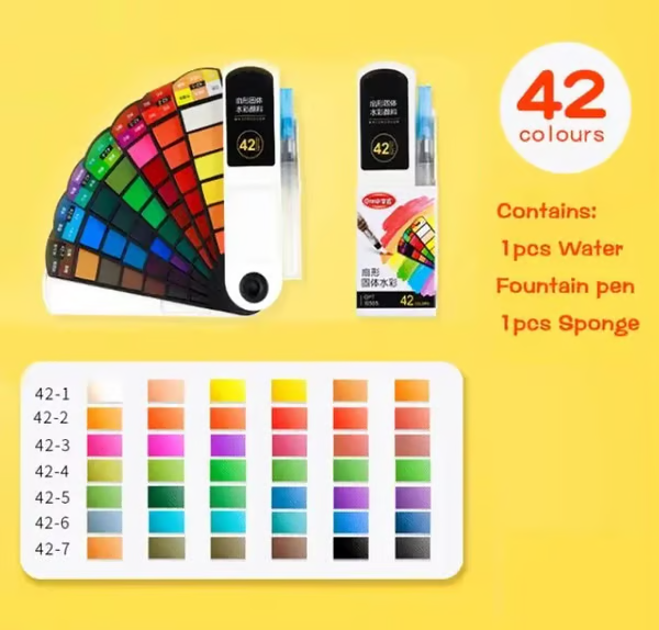 🎨Solid Watercolor Paint Set With Water Brush Pen Sponge