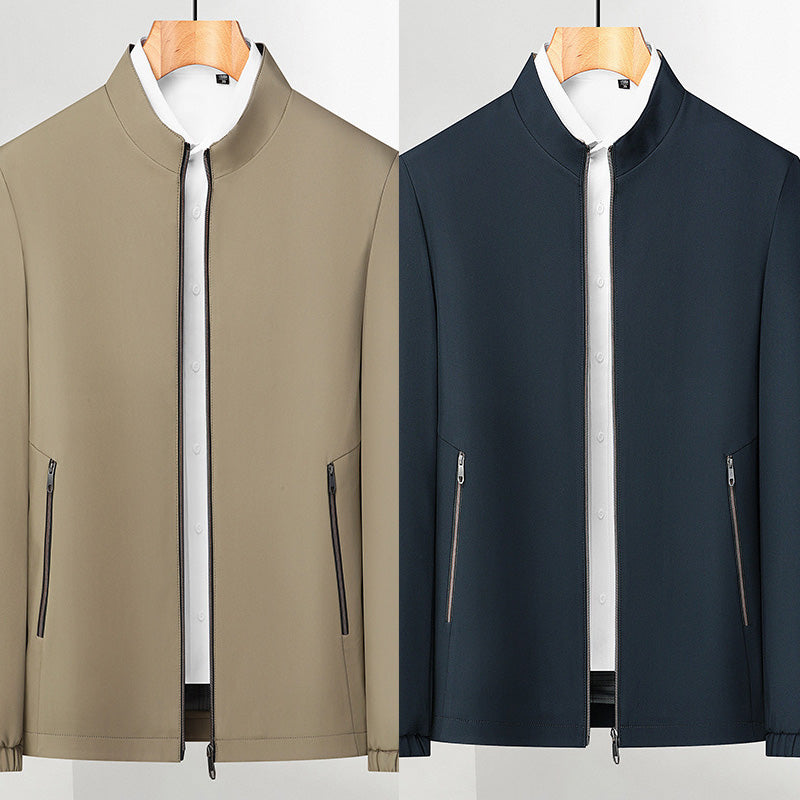 👑Essential Business Suit👑 Men's Standing Collar Zipper Casual Jacket+Credit card case
