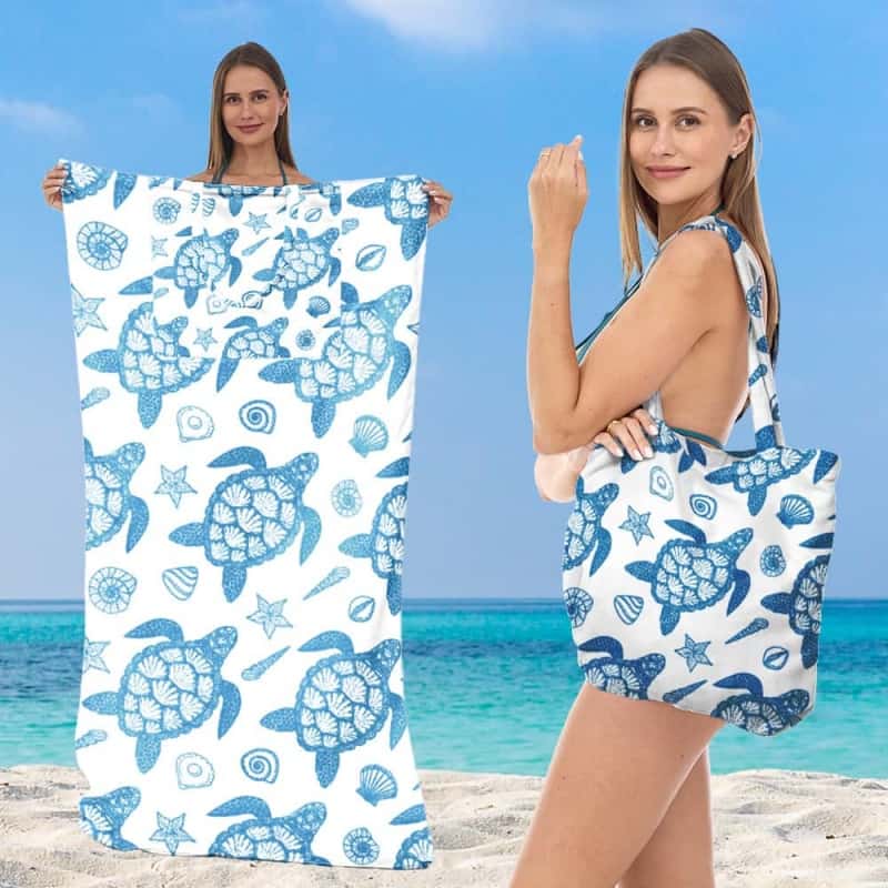 2-in-1 Convertible Beach Towel & Drawstring Backpack