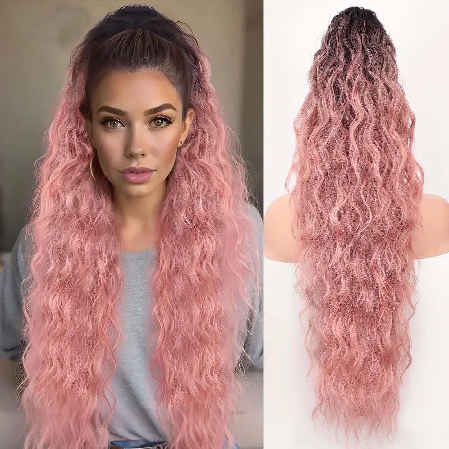 🩷LAST DAY PROMOTION - 50%OFF😍Curly Wavy Frizzy Hair Extension with Ponytail