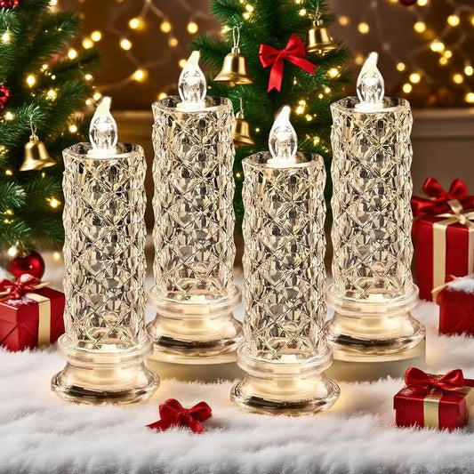 🔥49% OFF🎁 4-Piece LED Crystal Candleholder Lamp Set - Romantic Desktop Night Light
