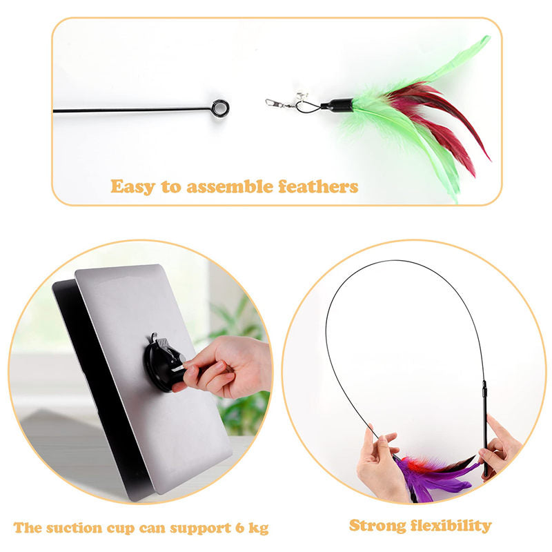 Suction Cup Handheld Cat Feather Toys