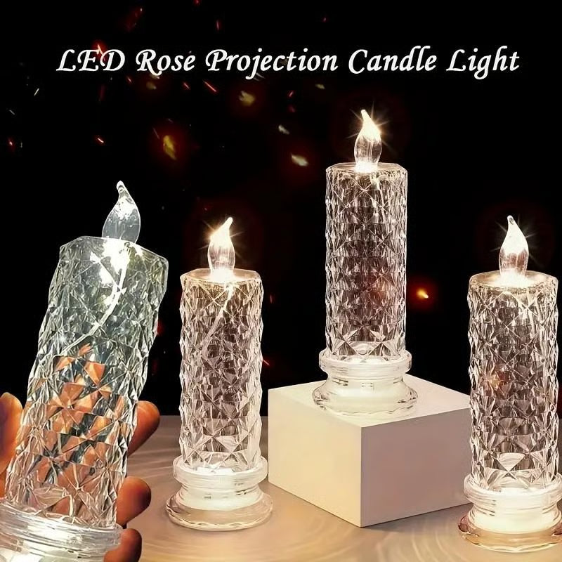 🔥49% OFF🎁 4-Piece LED Crystal Candleholder Lamp Set - Romantic Desktop Night Light