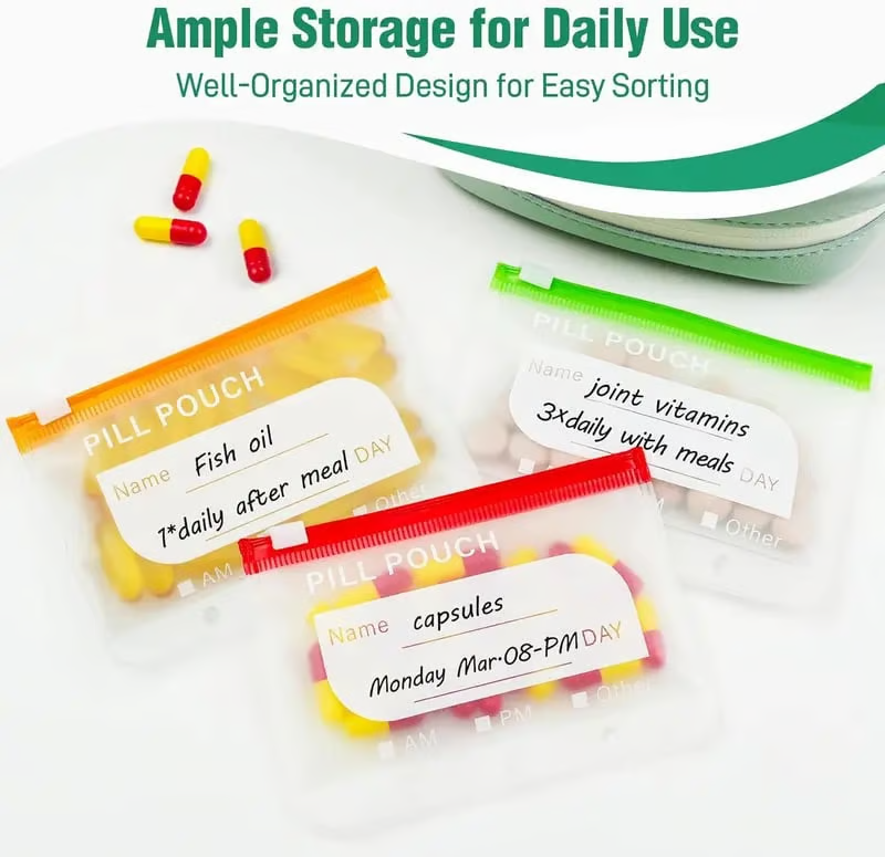 💊 A8 Waterproof Pill Organizer – 14 Large Zippered Pouches for A8 Binder