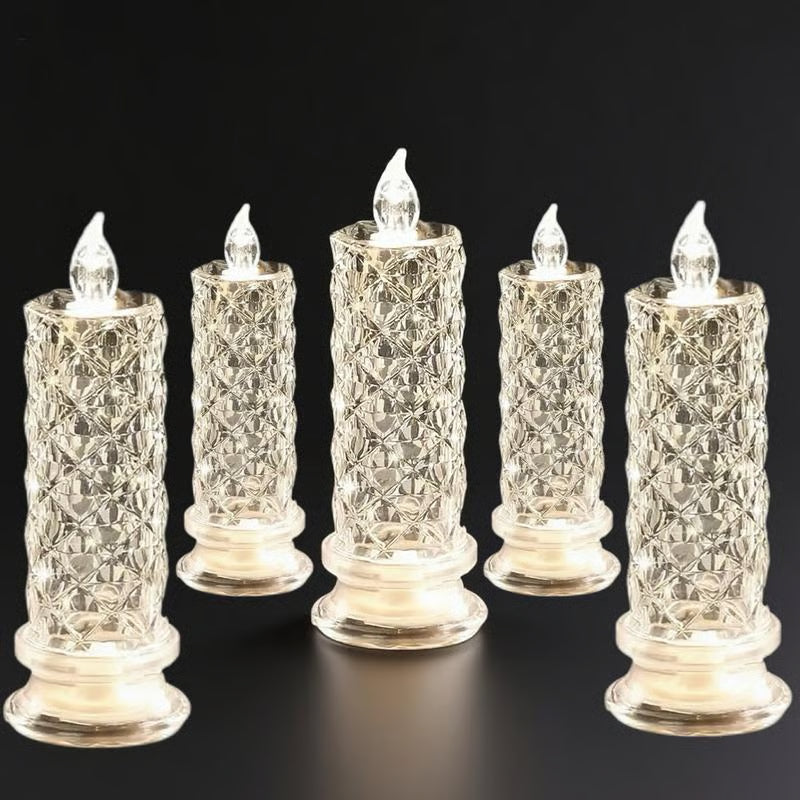 🔥49% OFF🎁 4-Piece LED Crystal Candleholder Lamp Set - Romantic Desktop Night Light