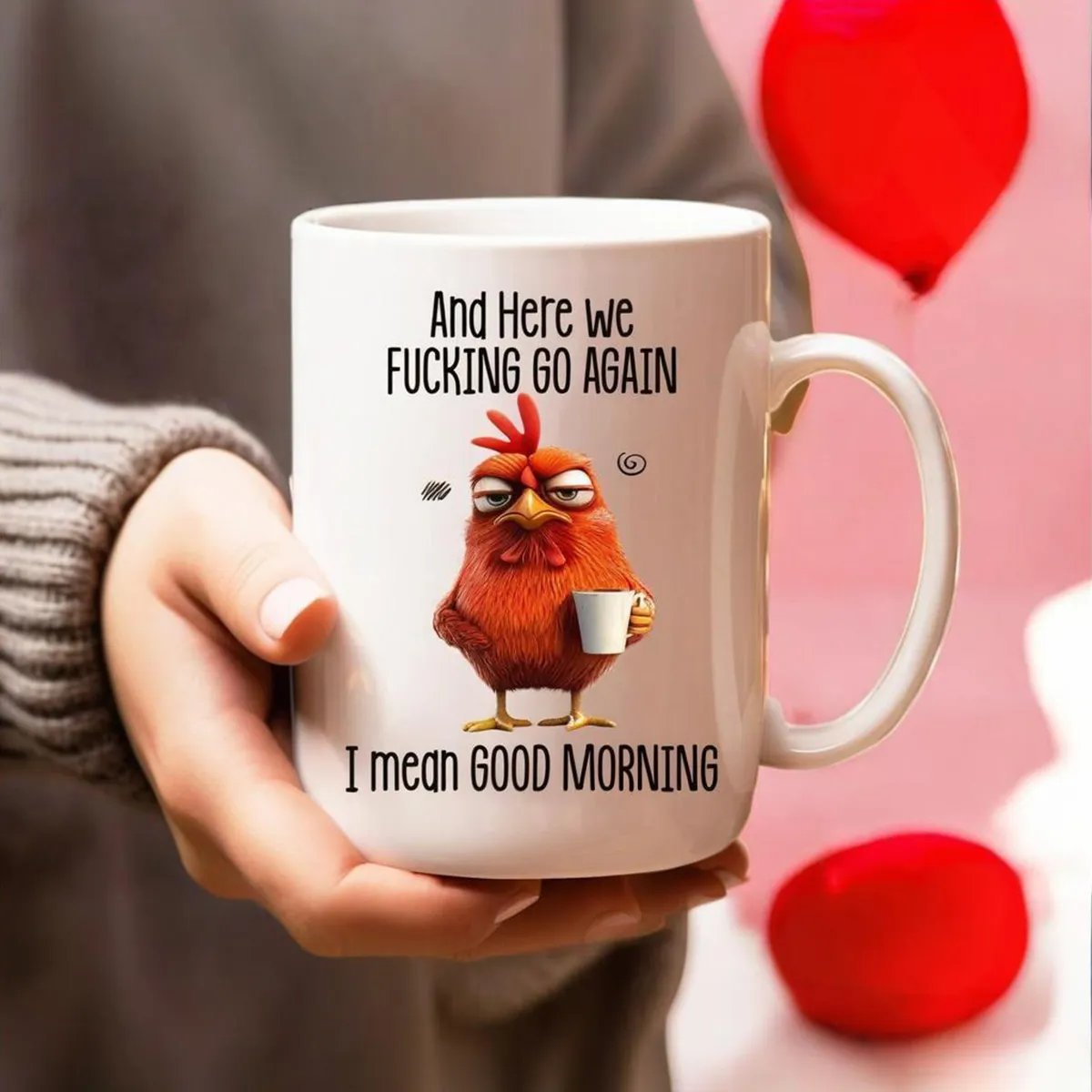 🔥Bestseller🔥 Funny Novelty Mug – Here We F*cking Go Again... I Mean Good Morning  😮‍💨 Coffee Cup