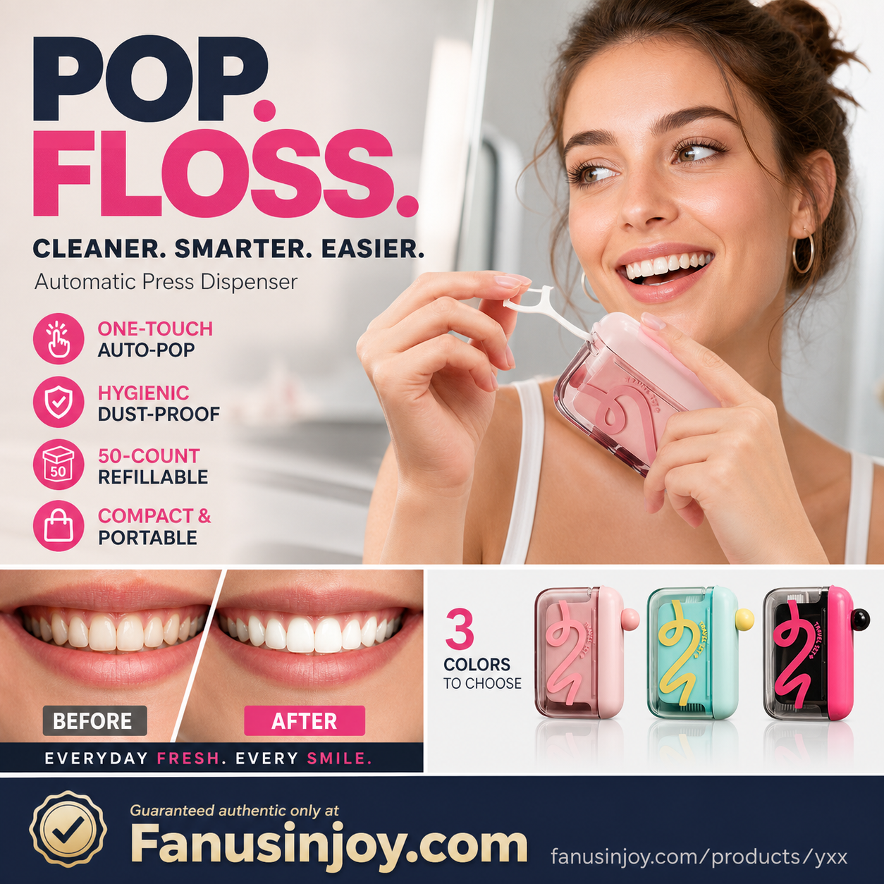 🦷 Just Press & Pop – Dentist-Approved Automatic Floss Dispenser, Hygienic & Mess-Free. 50% Off. UK Stock