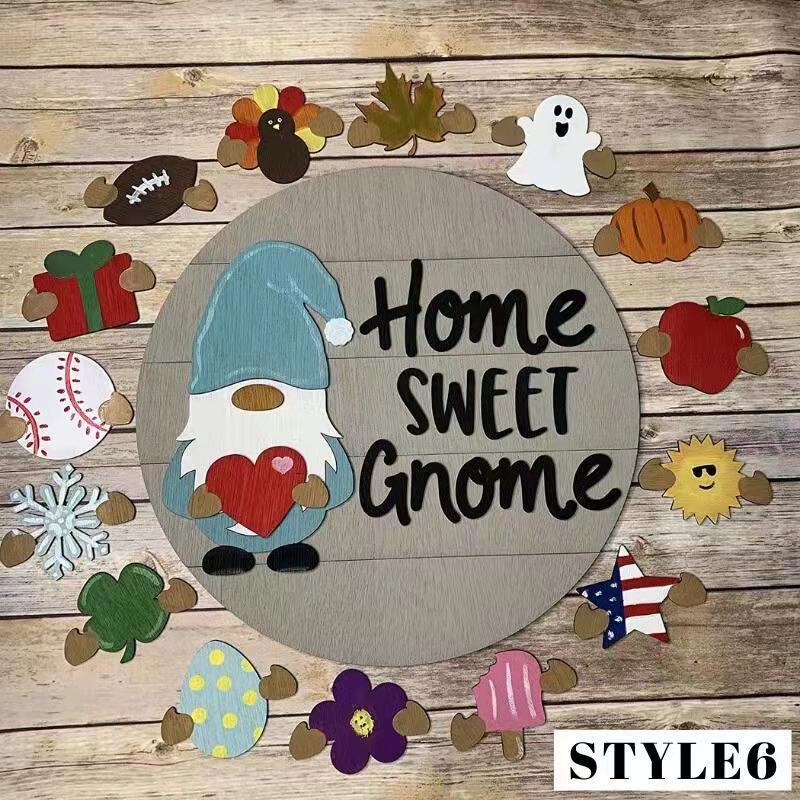 🎄Interchangeable Wooden Gnome Welcome Sign🎈