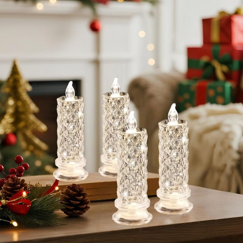 🔥49% OFF🎁 4-Piece LED Crystal Candleholder Lamp Set - Romantic Desktop Night Light