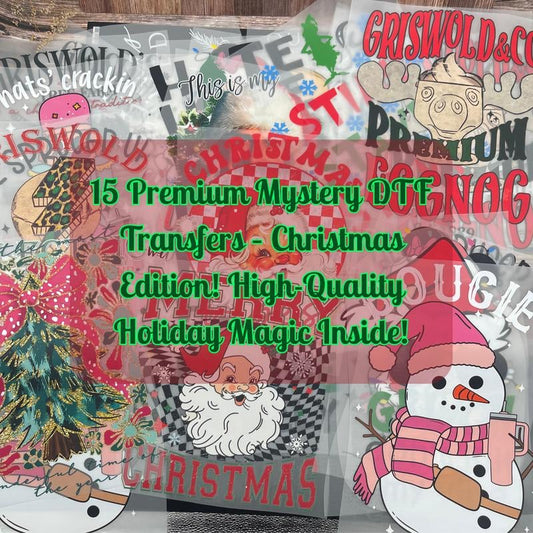 🎄Christmas Mystery DTF Transfer Bundle – Ready to Press Holiday Designs | Santa, Reindeer, Gingerbread & Festive Graphics for T-Shirts, Totes & DIY Gifts🎄