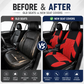 Car Seat Covers for 5 Seats Universal, Fabric Breathable Car Front & Rear Seat Protectors, Airbag Compatible, Full Protection, Fits Most Cars Trucks Vans SUVs, Red Gray Black Blue Seat Covers, Car Decor Gift, Truck Accessories, Car Interior Accessori