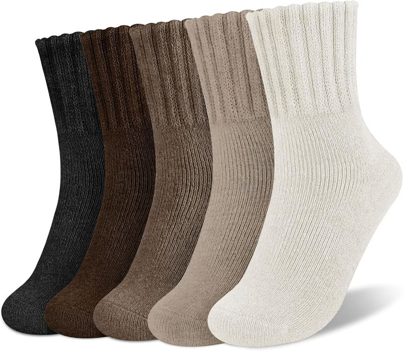 🏆5 Pairs Women's Solid Mid-calf Socks