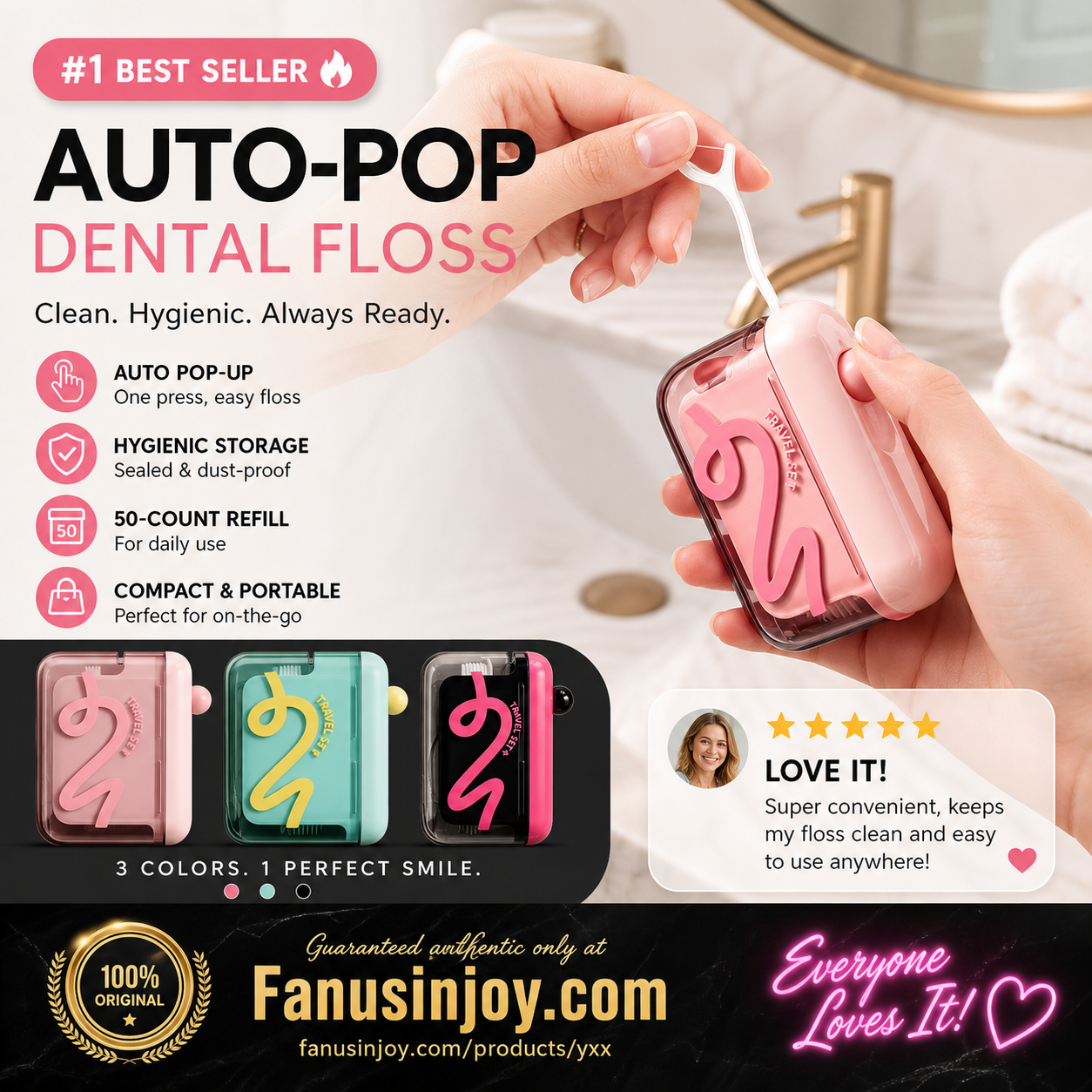 🦷 Just Press & Pop – Dentist-Approved Automatic Floss Dispenser, Hygienic & Mess-Free. 50% Off. UK Stock