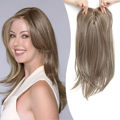 💇‍♀️Topper Layered Hair Hairpieces with Bangs for Women with Thinning Hair