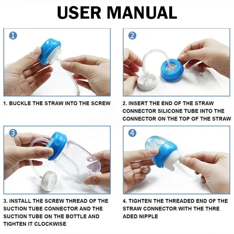 Professional Safe Silicone Bottle with Extended Straw