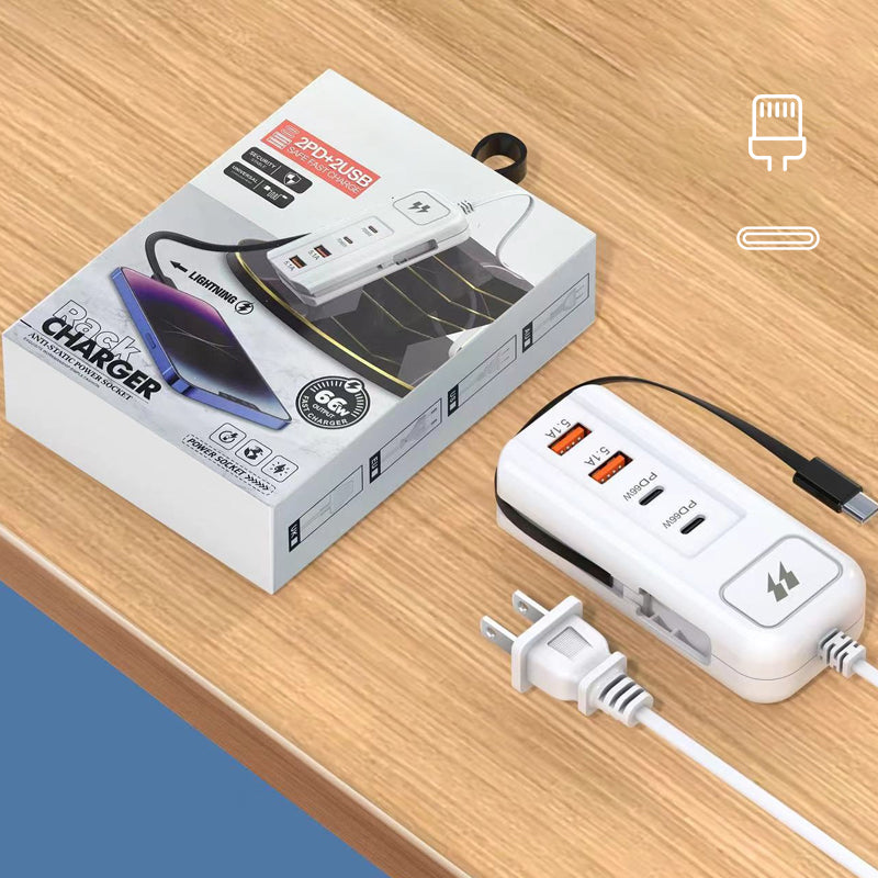 ⚡ Fast Charging Power Strip | Christmas SALE 50% OFF | 4-Port Smart Hub with 30-Min Boost & Surge Protection | Declutter Your Desk & Travel Setup 🎄✨