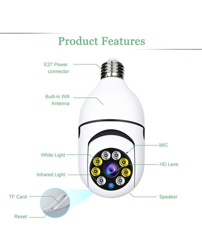 💥Hot-selling🔥Hawkray 4MP Smart AI Light Bulb Camera with 911 Alarm Monitoring & Full Color Night Vision