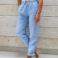 🌸Women's  Elastic Waist Cotton Linen Wide Leg Pants