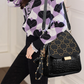 Women's Black Large Capacity Sparkling Rhinestone & Geometric Print Backpack
