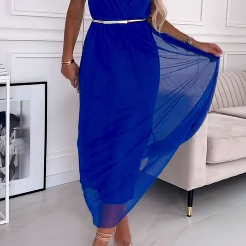 Boho V-Neck Sleeveless Mesh Dress