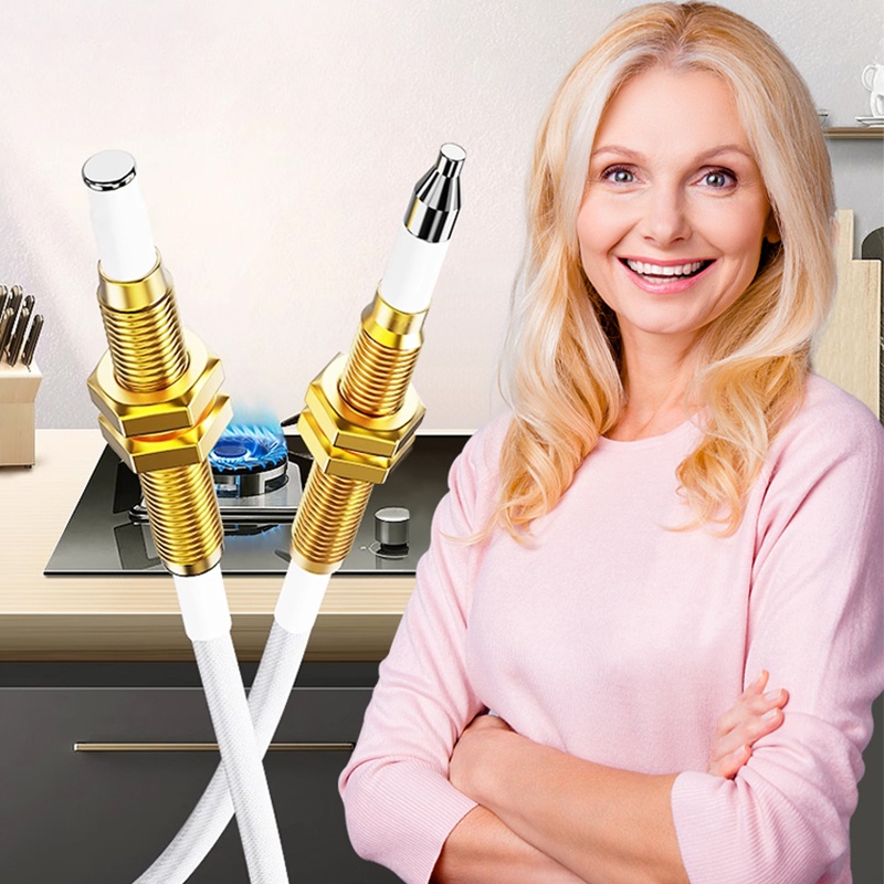 Universal Built-in Copper Ignition Needle & Flame Sensor Needle with Wiring for Gas Stoves