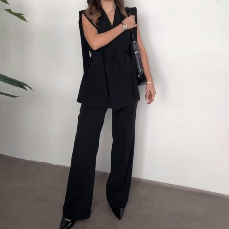 Women's Relaxed Top and Straight-Leg Pants Set