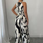 Fashion Color-Blocking Halter Jumpsuit