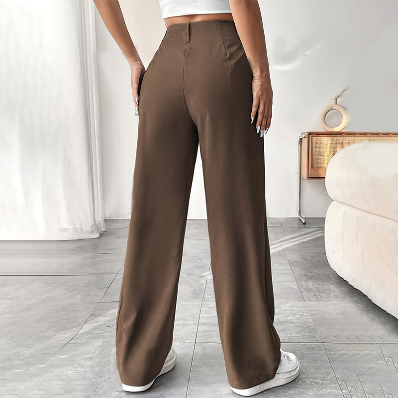 ✨Solid High-Waist Pants: Wide-Leg, Stretchy Comfort, Perfect for Every Outfit