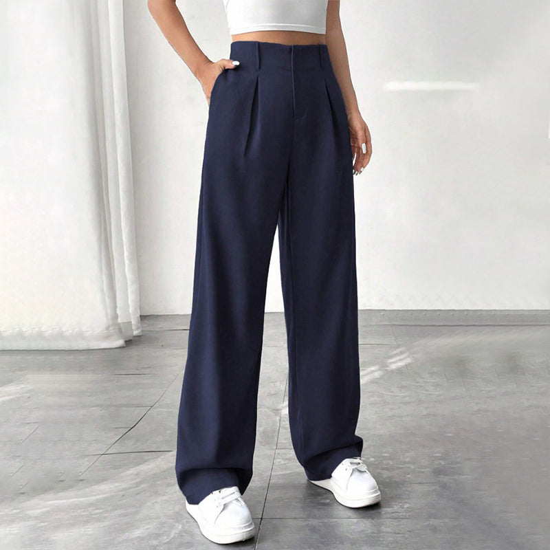 ✨Solid High-Waist Pants: Wide-Leg, Stretchy Comfort, Perfect for Every Outfit